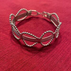 Beaded Sterling Silver Bracelet-Twisted Wire